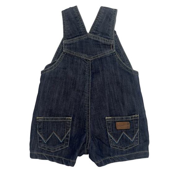 All Around Baby Wrangler Denim Bib Overall Shorts Baby 3-6 Month Western - Picture 2 of 7